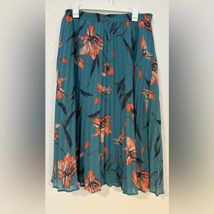 A New Day Teal and Orange Floral Maxi Skirt